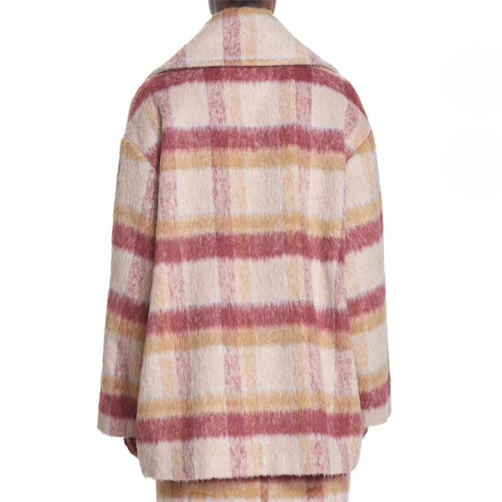 Corey Lyn Calter CLC Plaid Double-Breasted Pink Red Women's Coat Size Large - Picture 5 of 16